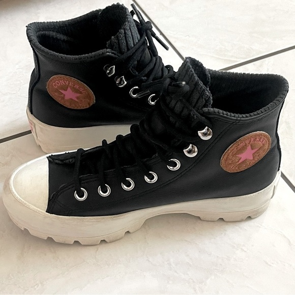 Convers All Start Chuck Taylor Black Leather Platform Boots Gore Tex Size 6.5 - Picture 3 of 13